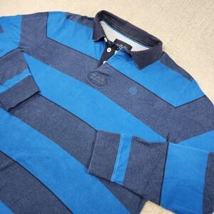Rugby Style Shirt Men XL Heavy Cotton Chunky Stripe Blue Harbor Y2K Gray